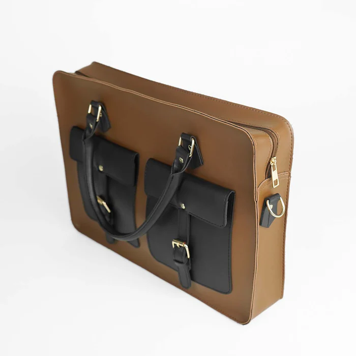 Vellverra Buckle Laptoptasche Braun &amp; Schwarz