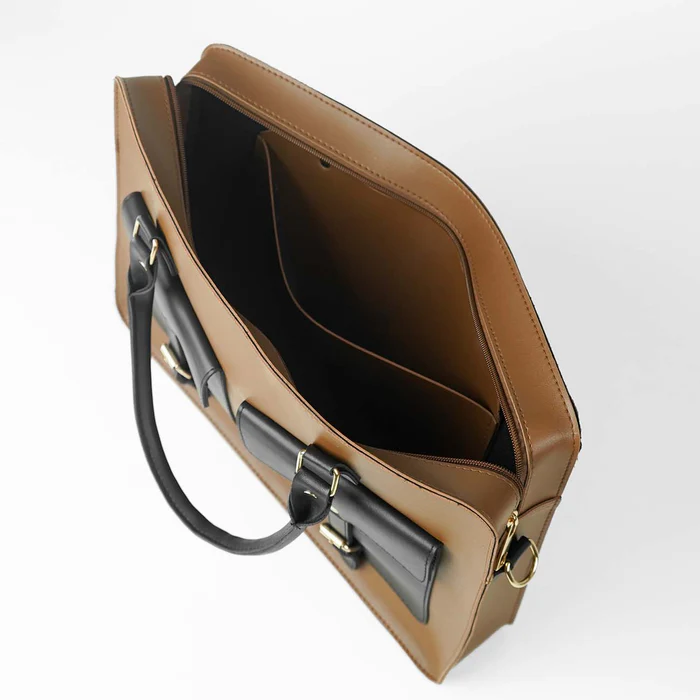 Vellverra Buckle Laptoptasche Braun &amp; Schwarz